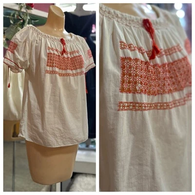 Blusa Campesina Rumana Vintage Años 30 40 Bordada Boho Folk Hippy S/M Foto 1 de 4
