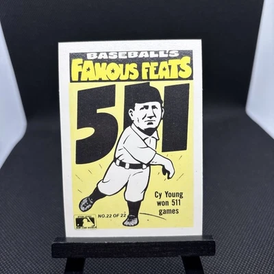 Наклейки 1986 Fleer Baseball's Famous Feats # 22 Cy Young на обратной стороне карточки - Изображение 1 из 3