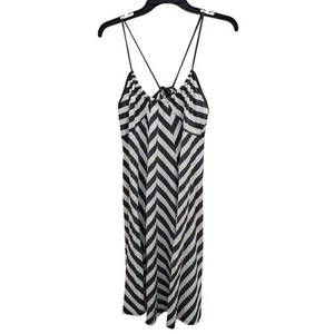 Old Navy Women's White Gray Stripe Keyhole Scoop Casual Jersey Knit Midi Dress M - Picture 1 of 6
