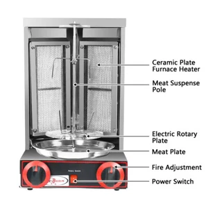 with 2 Burner Spinning Vertical Broiler Shawarma Doner Kebab Machine Gyro Grill - Picture 1 of 16