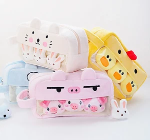 UK Niedliche Kawaii Tier Schwein Ente Hase Kaninchen Plüsch Bleistift Etui Schule Zubehör - Bild 1 von 9