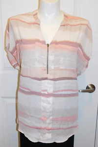 4 4x Torrid Women Plus Size Beige Coral Ivory Zipper Trim Chiffon Tunic Top NWT - Picture 1 of 2