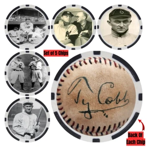 Ty Cobb SIGNED Baseball Legends Poker Chip Set (5) - Picture 1 of 2
