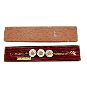 WWII US Army Great Seal Sweetheart Bracelet Mother of Pearl 1940s Military Gift - Picture 1 of 4