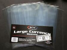 20 Loose BCW Soft Sleeve Large Dollar Bill Currency Sleeve Protectors Holders