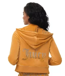 Juicy Couture Velour Ombre Notre Dame Zipper Hoodie Jacket Yellow Gold XL $119 - Picture 1 of 2