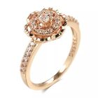 Rose Flower With White Zircon 585 Rose Gold For Women Ring Jewelery Gift 