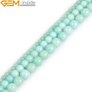 Piedra de jade azul cielo 4 mm 6 mm 8 mm cuentas redondas para hacer joyas hilo 15" - Imagen 1 de 30
