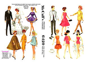 Vintage 1961 Barbie & Ken Clothes Pattern Reproduction McCall's 6420 Uncut