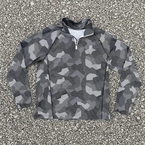 Old Navy Shirt Womens Medium Gray Camo Geometric 1/4 Zip Activewear Gym Sports - Picture 1 of 12