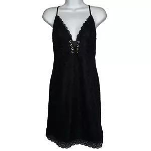 Victoria's Secret Schlupfkleid schwarz Blumen Spitze Größe L - Bild 1 von 8