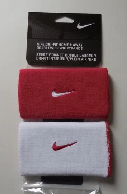 Nike Dri Fit Home & Away Doublewide Wristbands Varsity Red/White 1 Pair - Image 1 of 4