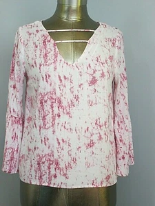 Arizona Jeans Women Size S Chest 36 Pink & White 3/4 Sleeve V-Neck Top 223-21125 - Imagen 1 de 6