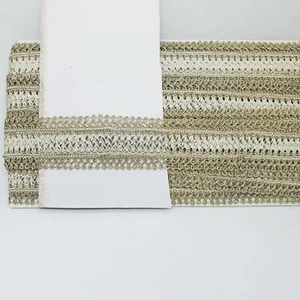 4.5cm metallic light gold looped edge BRAID embroidered ribbon trimming - Picture 1 of 1