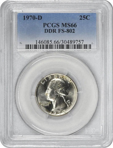 1970-D Washington Quarter DDR FS-802 MS66 PCGS Cover