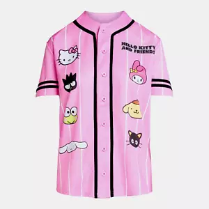 Hello Kitty And Friends Graphic Baseball Jersey Womens Juniors XL Pink - Picture 1 of 15