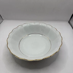 Vintage Southington By Baum Poland Serving Bowl Blanco Gold Trim 9” Diam - Picture 1 of 4