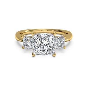 1.40 Ct Princess Cut Real Moissanite Wedding Ring 14K Solid Yellow Gold Size 6 7 - Picture 1 of 6