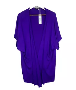 Made by Johnny Kimono Cardigan Womens L Purple Stretch Short Sleeve Open Front - Picture 1 of 16
