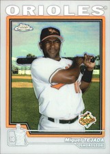 2004 Topps Chrome Refractors Baltimore Orioles Baseball Card #375 Miguel Tejada