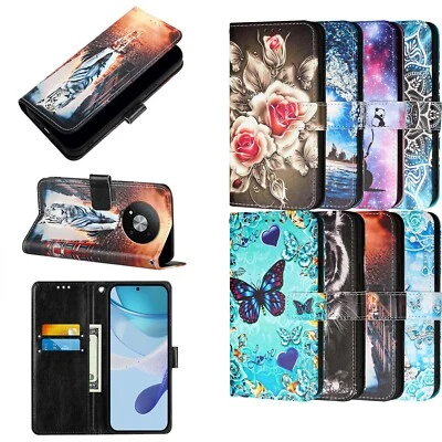 Phone Case for ZTE Blade A75 A73 A53 V70 V60 Pattern Leather Case Wallet Cover - Image 1 of 4