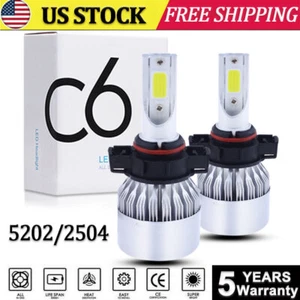 2x 5202 H16 LED Fog Light Bulbs 6000K White Headlight High Low Beam Kit 720000LM - Picture 1 of 12