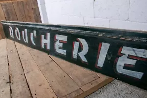 Antique Wooden Painted Butchers Shop Sign - Picture 1 of 7