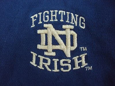 Men's Vintage Starter Notre Dame Fighting Irish Polo Shirt Size Large Blue - Image 1 of 4