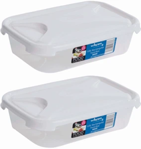 2x Contenedor cuadrado de almacenamiento de alimentos Wham Cuisine con tapa blanca 0,8 L/800 ml - transparente - Imagen 1 de 1