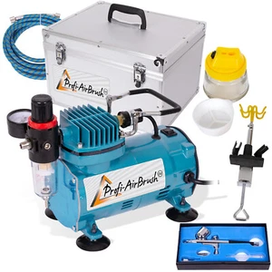 AIRBRUSH KOMPRESSOR SET KOMPLETT KIT AIRBRUSHPISTOLE SCHLAUCH AIRBRUSHKOMPRESSOR - Bild 1 von 12