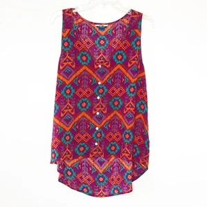 Kavu Women's Large Top Sleeveless South Western Print Button Front - Picture 1 of 4