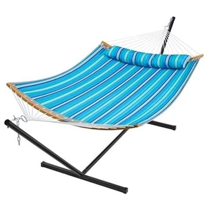 Hammock with Stand, 2 Person Heavy Duty Hammock Frame, Detachable Aqua Blue - Picture 1 of 7