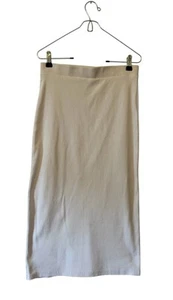 Zara Women's Ribbed Fitted Long Maxi Skirt Elastic Waist White Size L - Picture 1 of 7