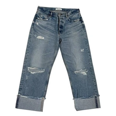 Pantalones de mezclilla Moussy Boyfriend desgastados con puños talla 29 botón mosca hechos en Japón Foto 1 de 4