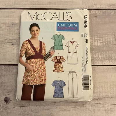 McCalls 5895 Sewing Pattern Scrub Tops Pants Dress Medical Uniform 18W-24W UNCUT - Image 1 of 3
