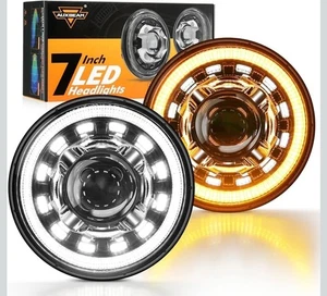 AUXBEAM 7" DOT LED Headlights DRL Turn Signal Light For Jeep Wrangler JK 07-17 - Picture 1 of 9