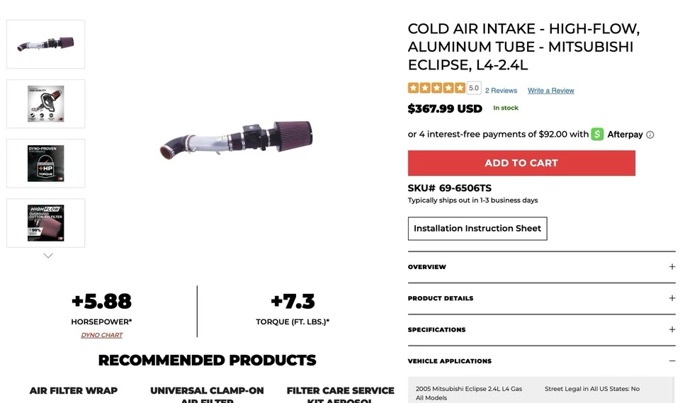 Nuevo Airaid 69-6506TS admisión de aire frío de alto flujo 00-05 Mitsubishi Eclipse 2.4 Foto 1 de 1