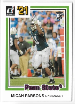 2021 Panini Chronicles Draft Picks Donruss Retro Pink #27 Micah Parsons RC PSU - Image 1 of 2