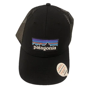 Men's Patagonia P-6 Logo LoPro Trucker Adjustable Hat NWT Black Authentic Cap - Picture 1 of 8