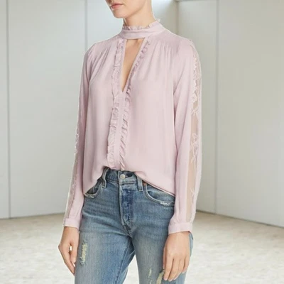 Blusa Parker Hannah Seda S Rubor Rosa Encaje Volantes Victoriana Romántica Cerradura Foto 1 de 4