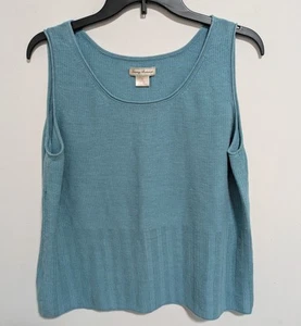 Tommy Bahama Womens Silk Linen Blend Tank Top Size XL Teal Beachy Casual - Picture 1 of 10