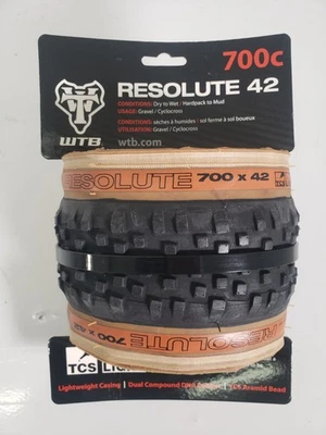 WTB Resolute 700x42 TCS Tubeless Tire Black/Tan LFR Gravel Adventure – New - Image 1 of 3