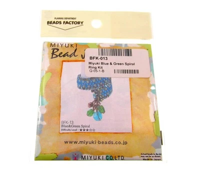 Miyuki Beads DIY Jewelry Making Bead Kit Blue and Green Spiral Ring Craft BFK-13 - Image 1 of 4