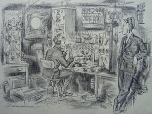 1945 Original Print WW2 ROYAL NAVY RADIO OFFICER - ONE GET OUT OF TOUCH...... - Bild 1 von 2