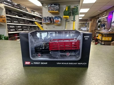 1/64 Diecast GMC 6500 Stake Bed Truck Black w/ Red Stakes First Gear DCP 60-0890 - Image 1 of 4