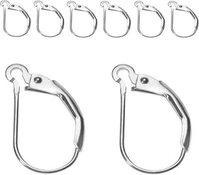 925 Sterling Silver Leverback Earring Hooks 8Pcs Interchangeable French Ear Wire - Image 1 of 4