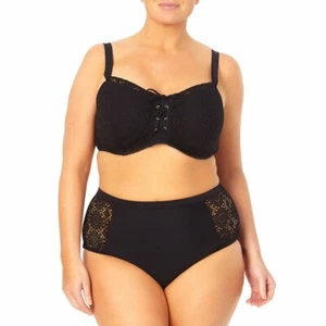 TERRA & SKY WOMEN'S PLUS LACE FRONT BATHING SUIT BIKINI TOP BLACK TS2112011 NEW - Picture 1 of 1