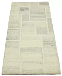 Gabbeh Teppich 100% Wolle 70X140 cm Handarbeit Beige Handgetuftet T1031 - Bild 1 von 5