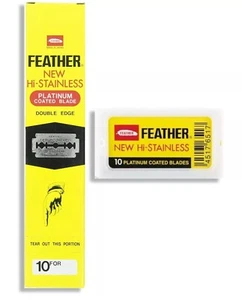 200 FEATHER New Hi-Stainless Platinum Coated Double Edge Safety Razor Blades - Picture 1 of 6