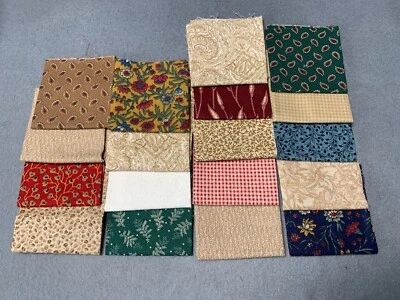 Quilters Cotton Fabric Squares Bundle 11x6" Floral & Plaid Patterns Multic - Image 1 of 4